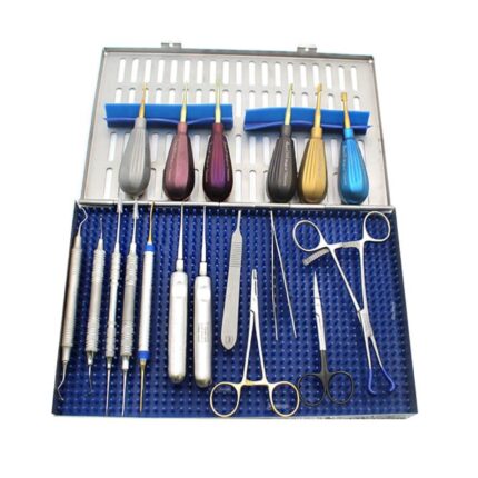 GV Dental Kit with Luxating Winged Color Coated Titanium and Sterilization Cassette